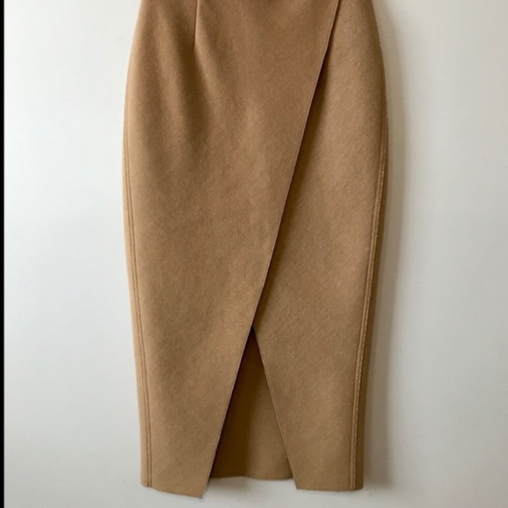 Self-Portrait Camel Wrap Pencil Skirt